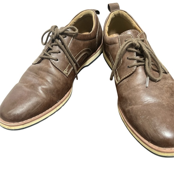 MADDEN NYC Brown Leather Shoes Business Casual size 9 Pull On Ribbon Close - Picture 4 of 5